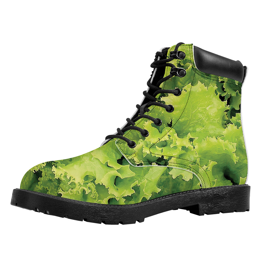 Green Lettuce Salad Print Work Boots
