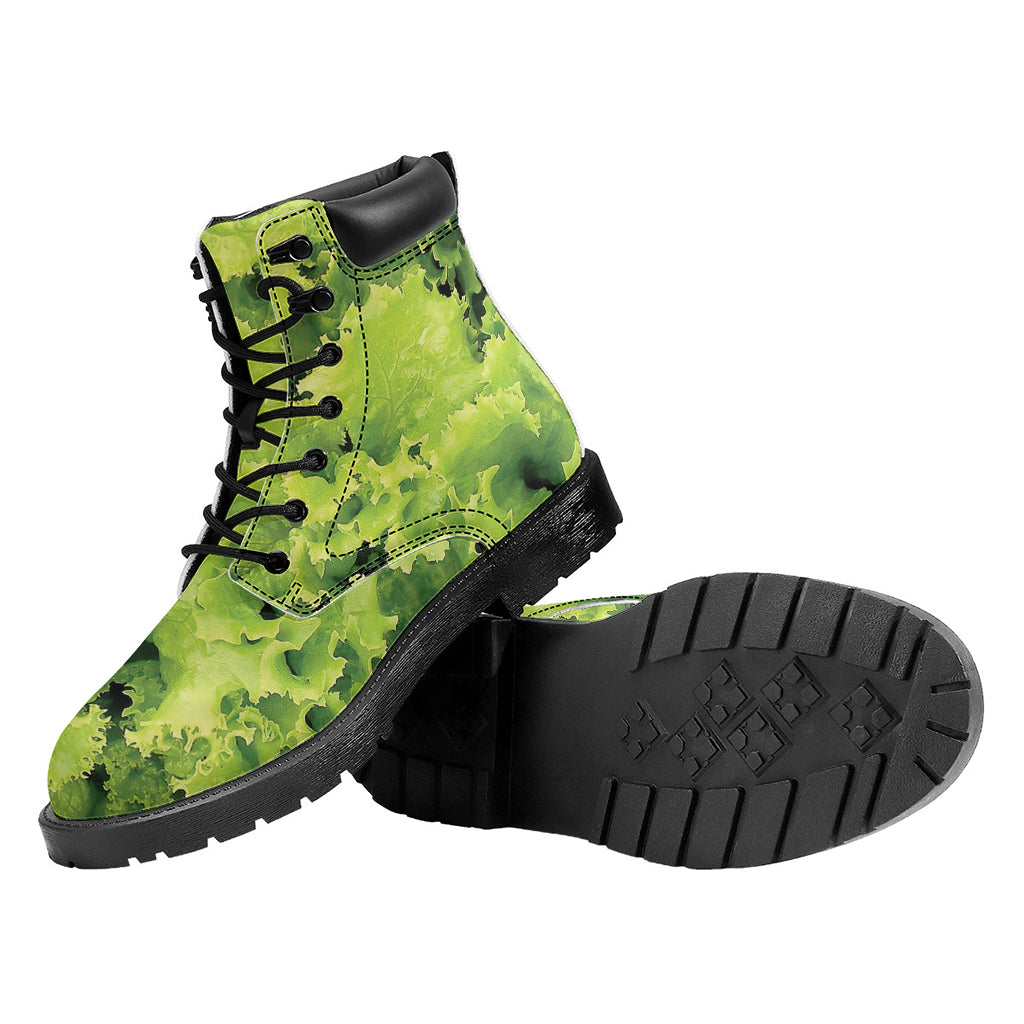 Green Lettuce Salad Print Work Boots