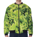 Green Lettuce Salad Print Zip Sleeve Bomber Jacket