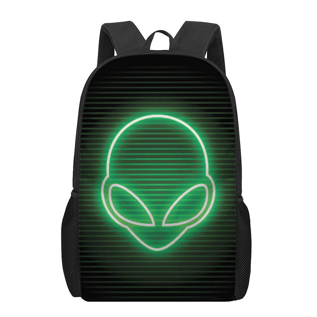 Green Light Alien Print 17 Inch Backpack