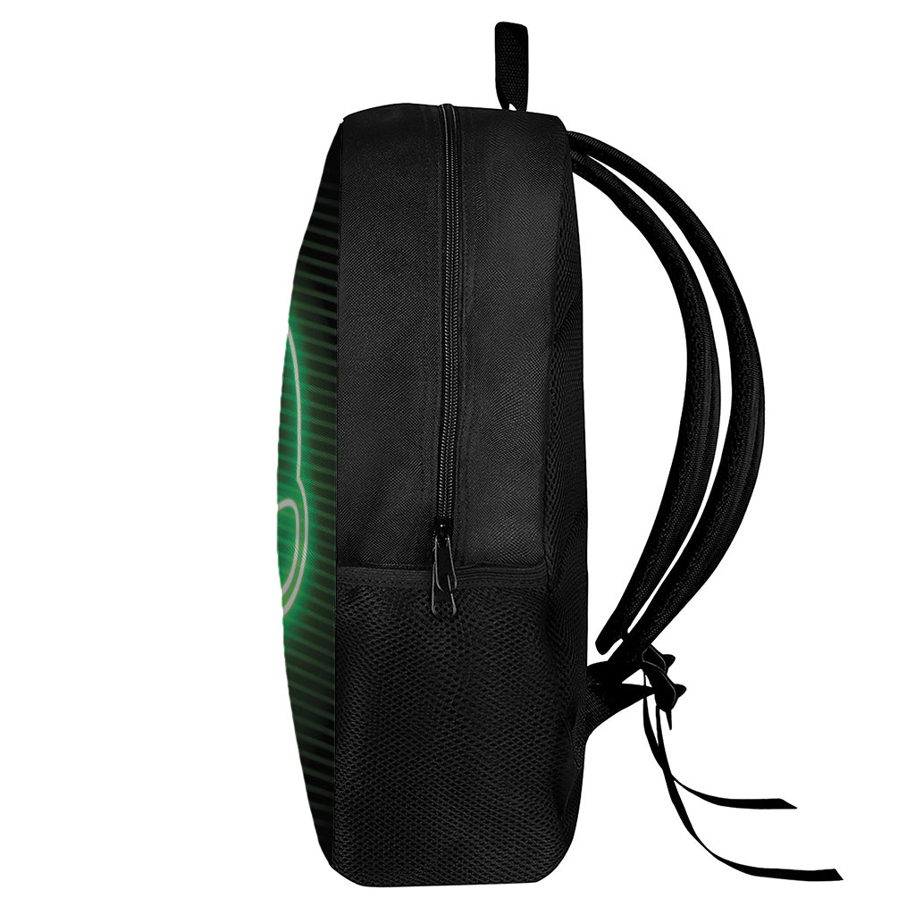 Green Light Alien Print 17 Inch Backpack