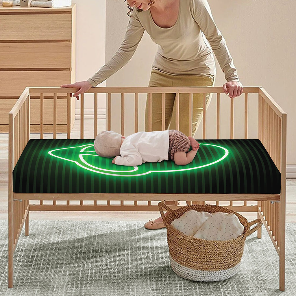 Green Light Alien Print Baby Crib Sheet