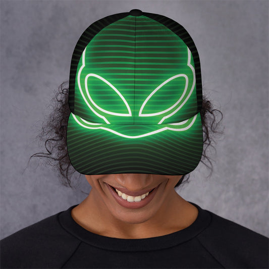 Green Light Alien Print Baseball Cap