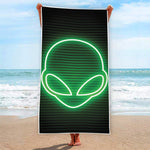 Green Light Alien Print Beach Towel