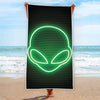 Green Light Alien Print Beach Towel