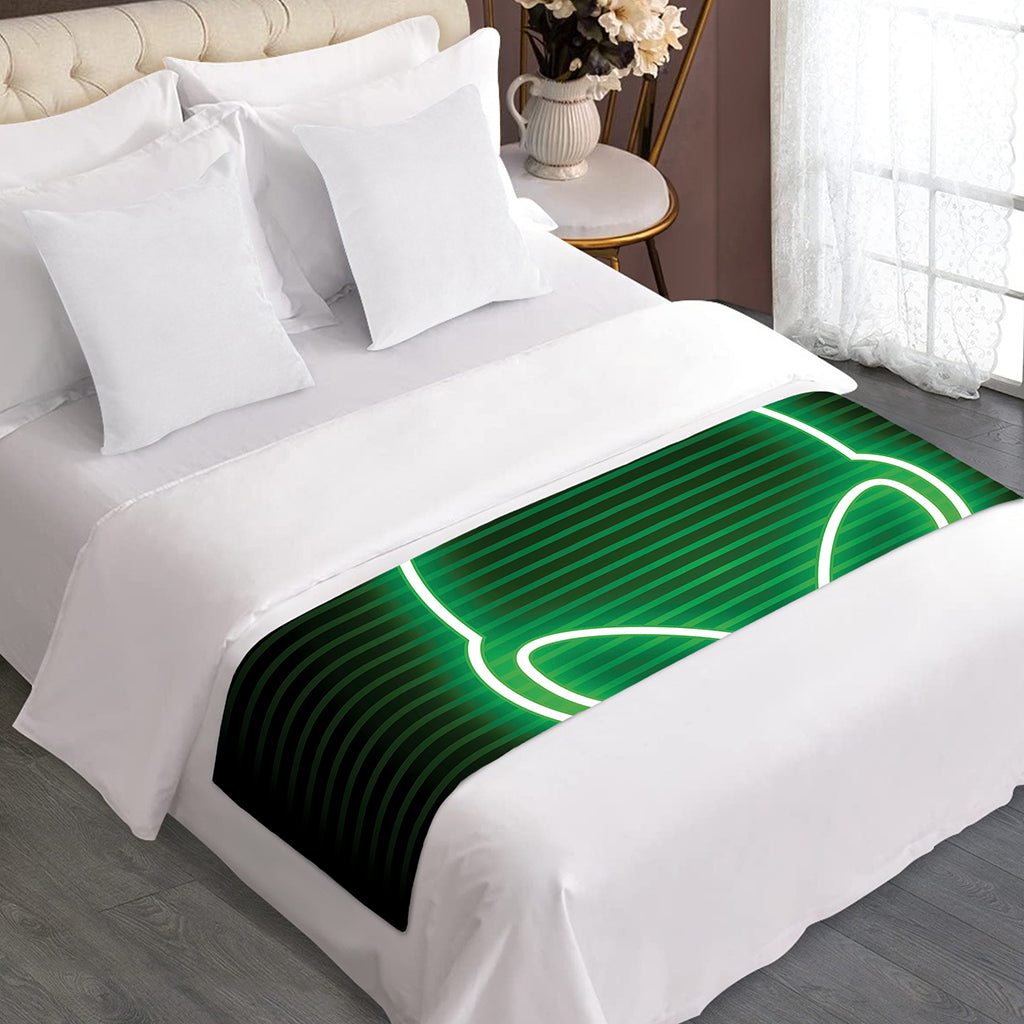 Green Light Alien Print Bed Runner