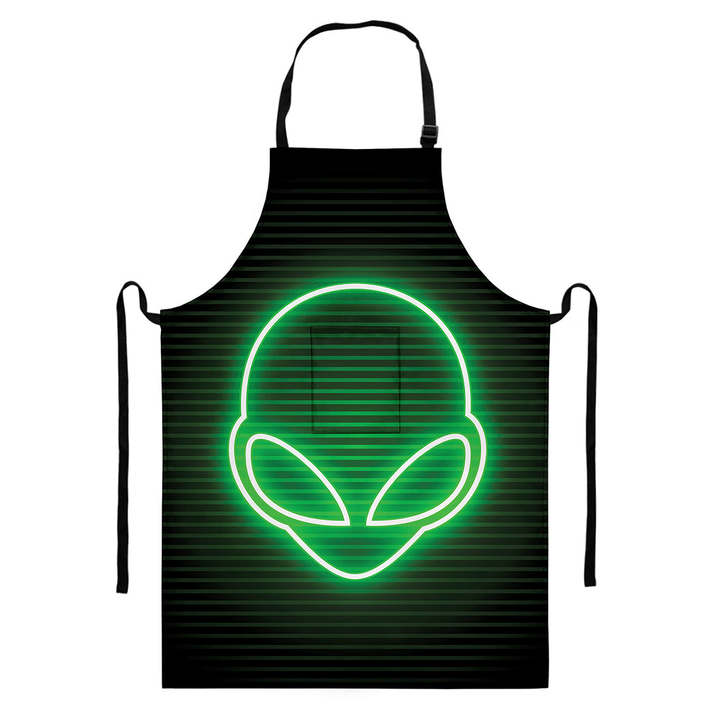 Green Light Alien Print Bib Apron With Pocket