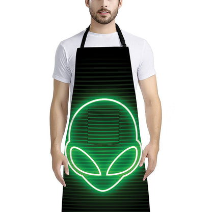 Green Light Alien Print Bib Apron With Pocket