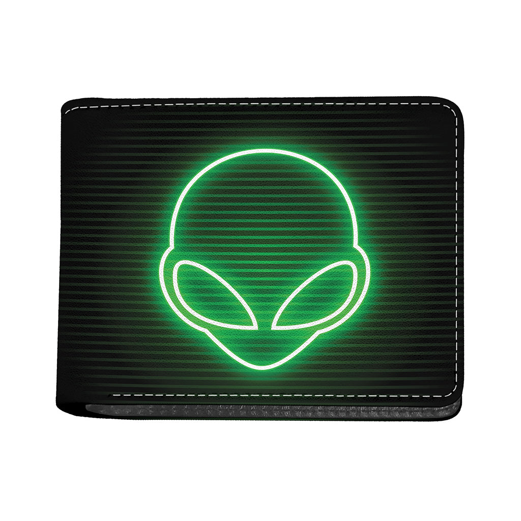 Green Light Alien Print Bifold Wallet