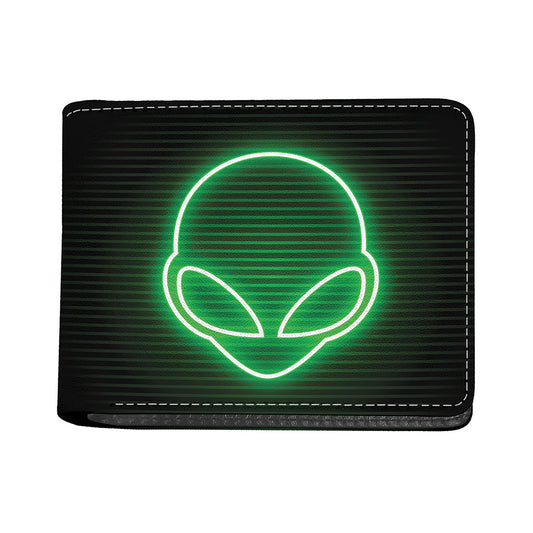 Green Light Alien Print Bifold Wallet