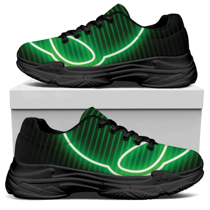 Green Light Alien Print Black Chunky Shoes