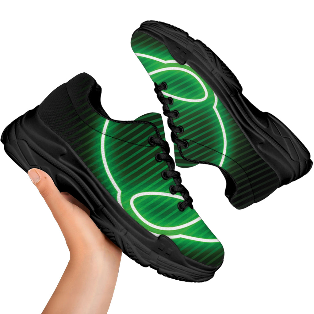 Green Light Alien Print Black Chunky Shoes