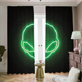 Green Light Alien Print Dimout Pencil Pleat Curtains