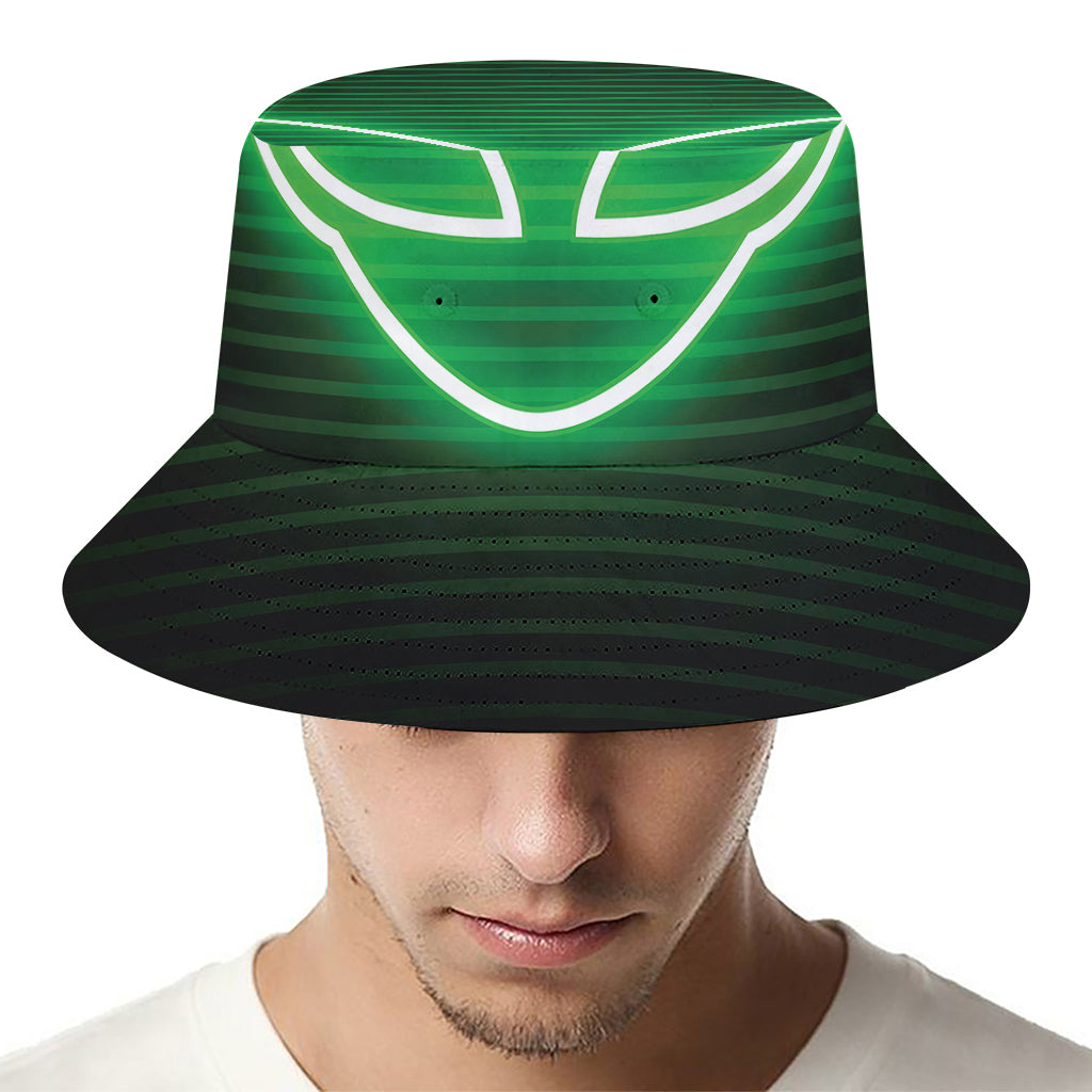 Green Light Alien Print Bucket Hat