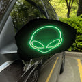 Green Light Alien Print Car Side Mirror Covers