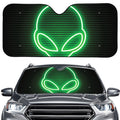 Green Light Alien Print Car Windshield Sun Shade