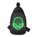 Green Light Alien Print Sling Bag