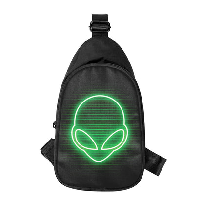 Green Light Alien Print Chest Bag