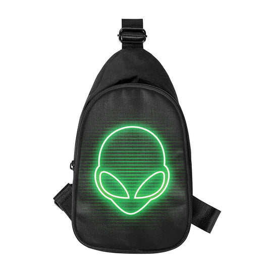 Green Light Alien Print Chest Bag