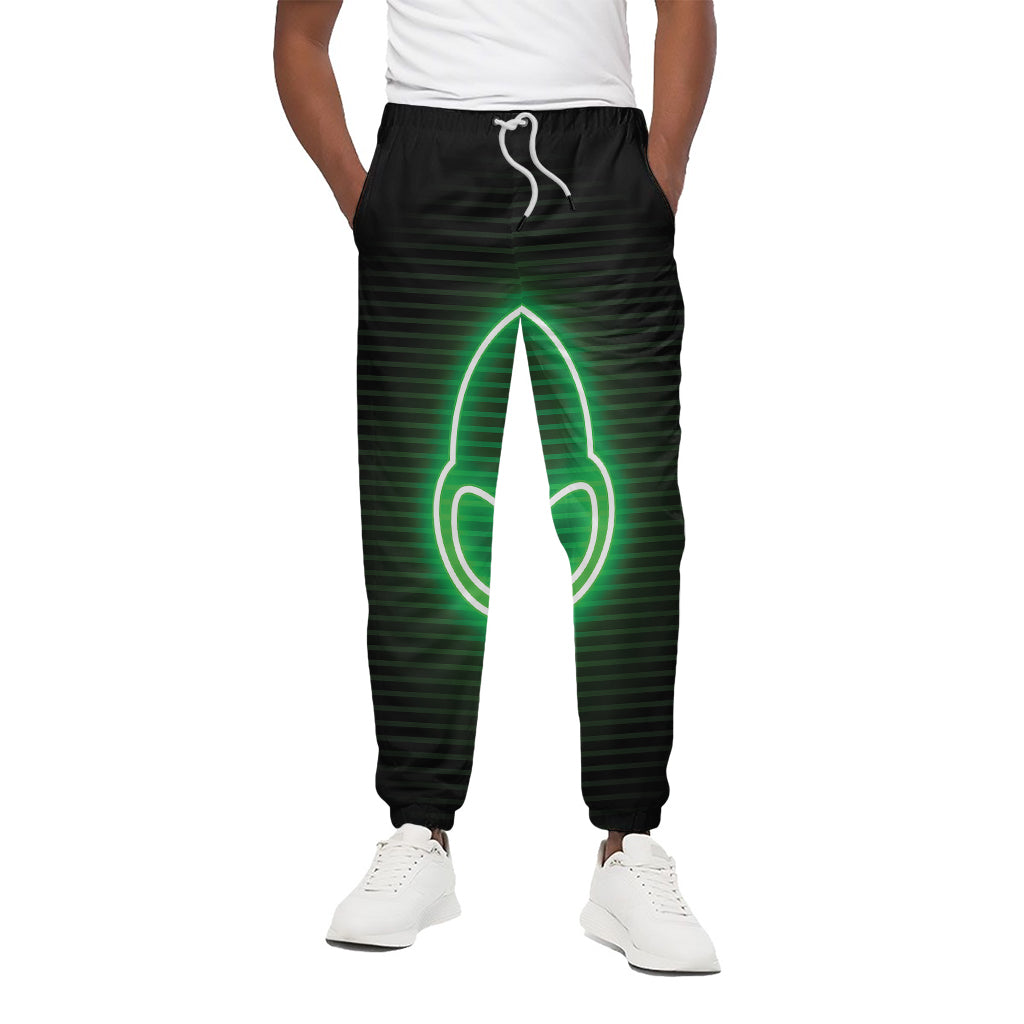 Green Light Alien Print Cotton Pants