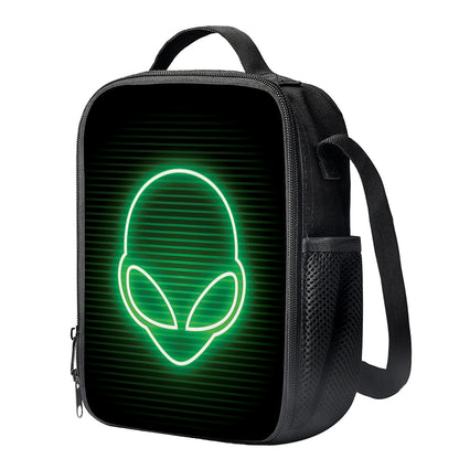 Green Light Alien Print Crossbody Lunch Bag