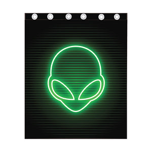 Green Light Alien Print Curtain