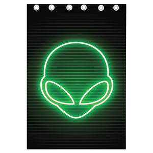 Green Light Alien Print Curtain