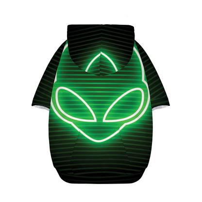 Green Light Alien Print Dog Zip Up Hoodie