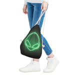 Green Light Alien Print Drawstring Bag