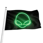 Green Light Alien Print Flag