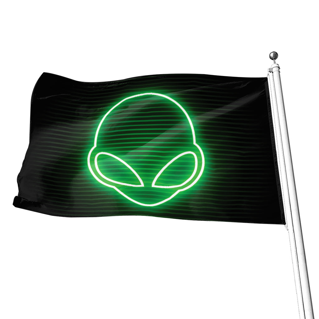 Green Light Alien Print Flag