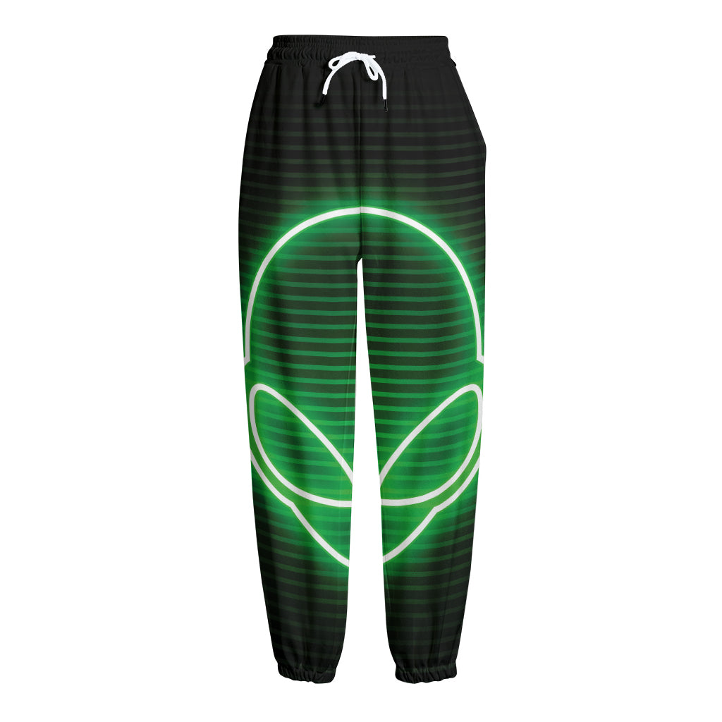 Green Light Alien Print Fleece Lined Knit Pants