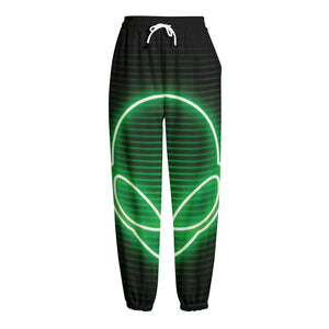 Green Light Alien Print Fleece Lined Knit Pants