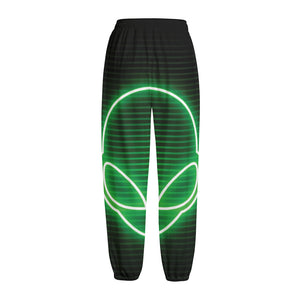 Green Light Alien Print Fleece Lined Knit Pants