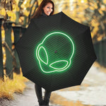 Green Light Alien Print Foldable Umbrella