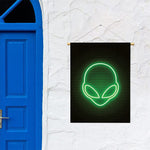 Green Light Alien Print Garden Flag