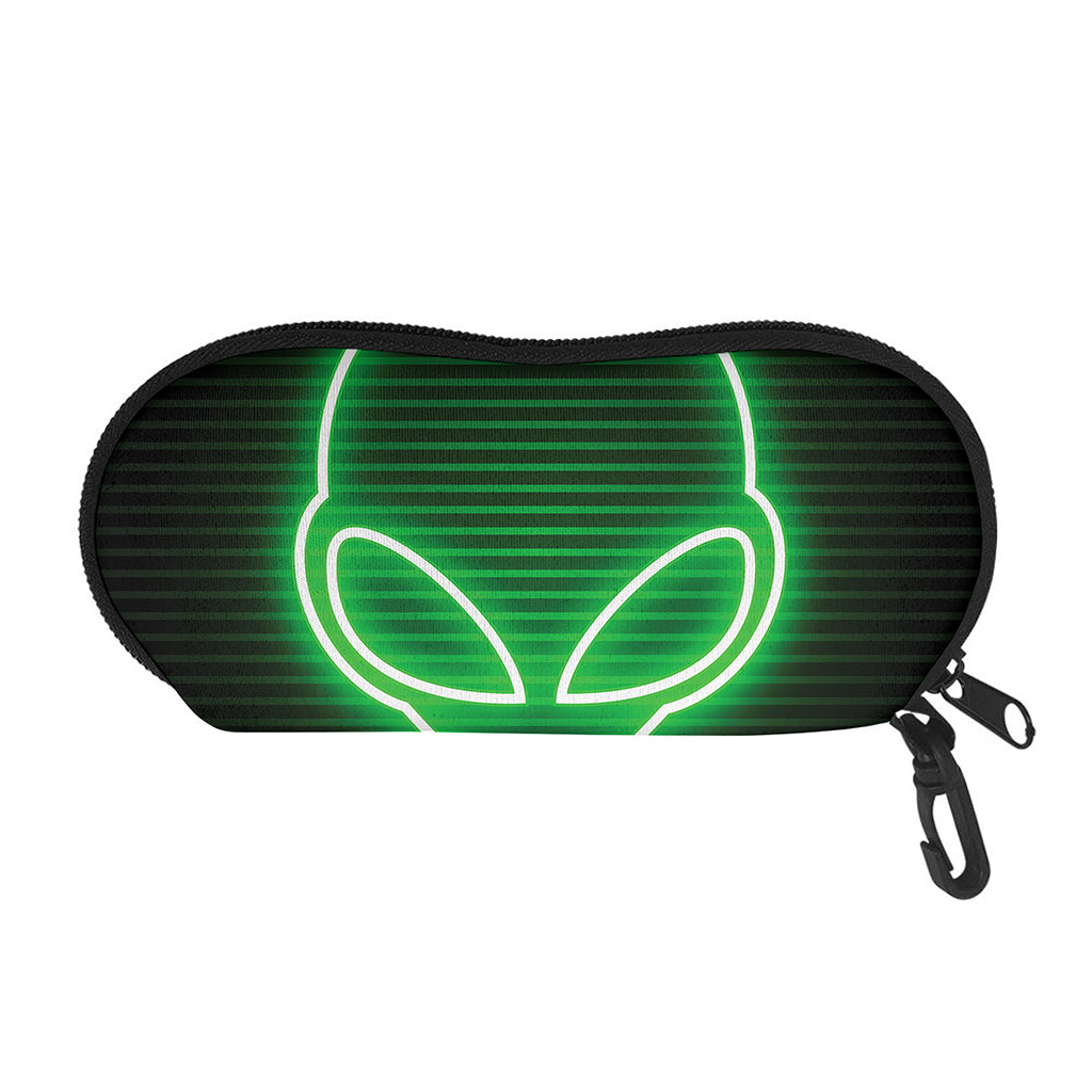 Green Light Alien Print Glasses Case