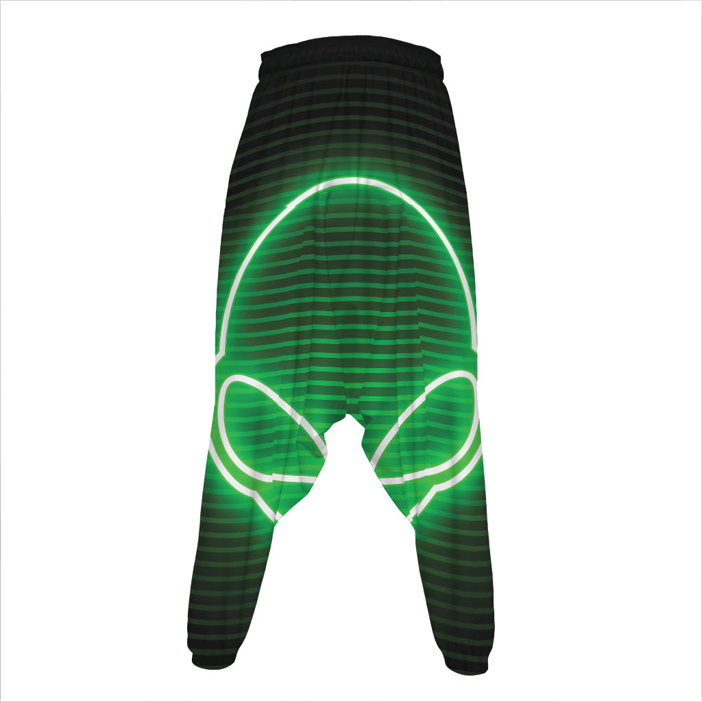 Green Light Alien Print Hammer Pants