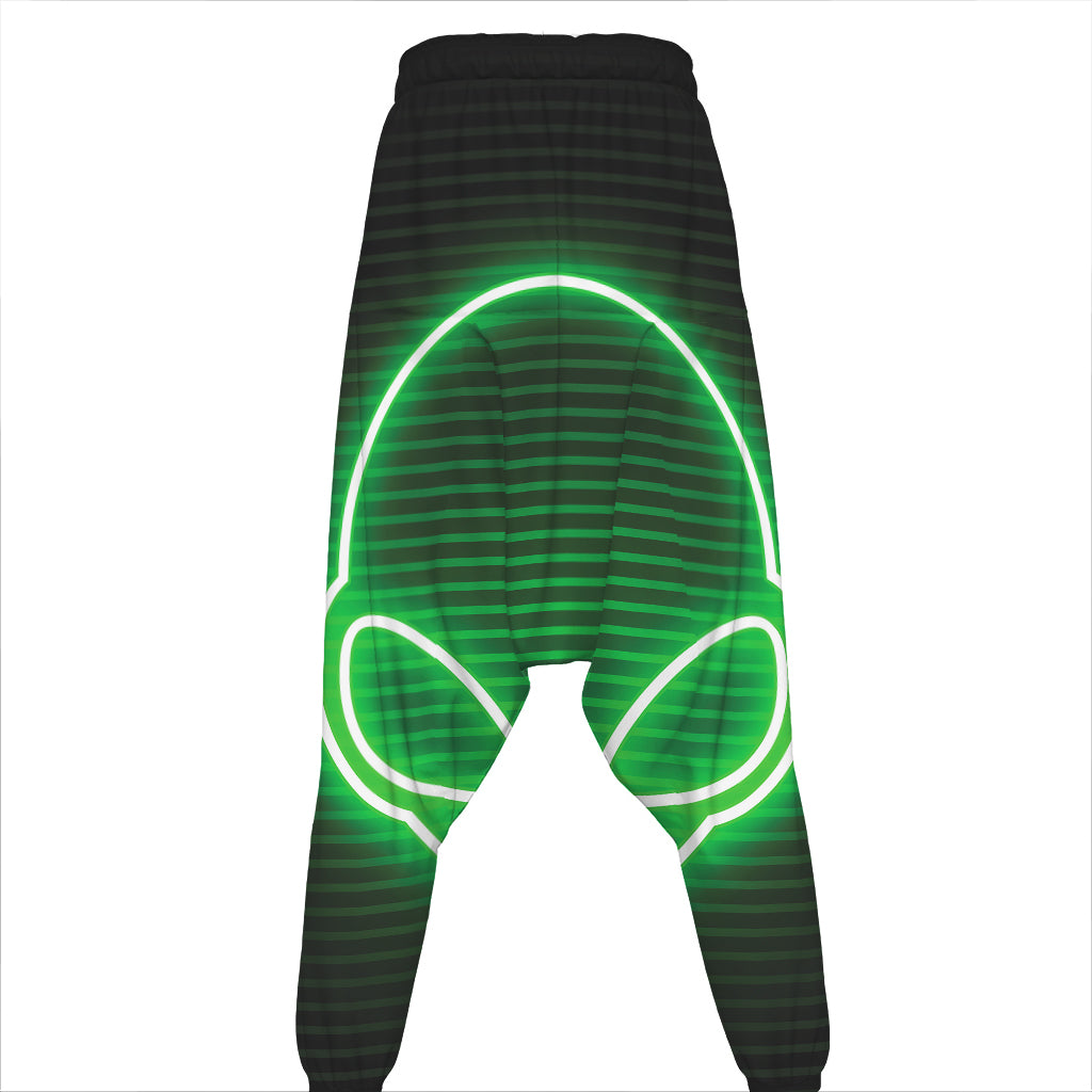 Green Light Alien Print Hammer Pants