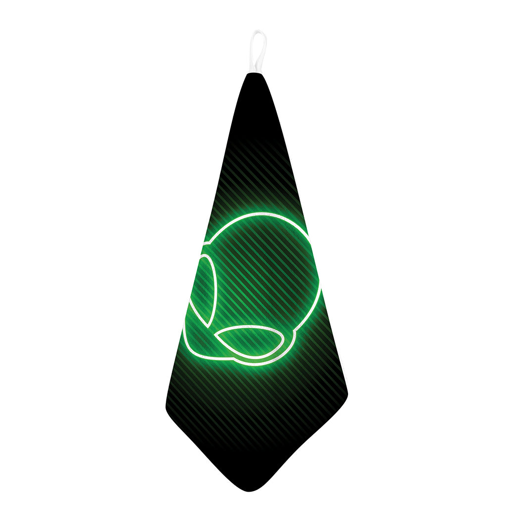 Green Light Alien Print Hand Towel