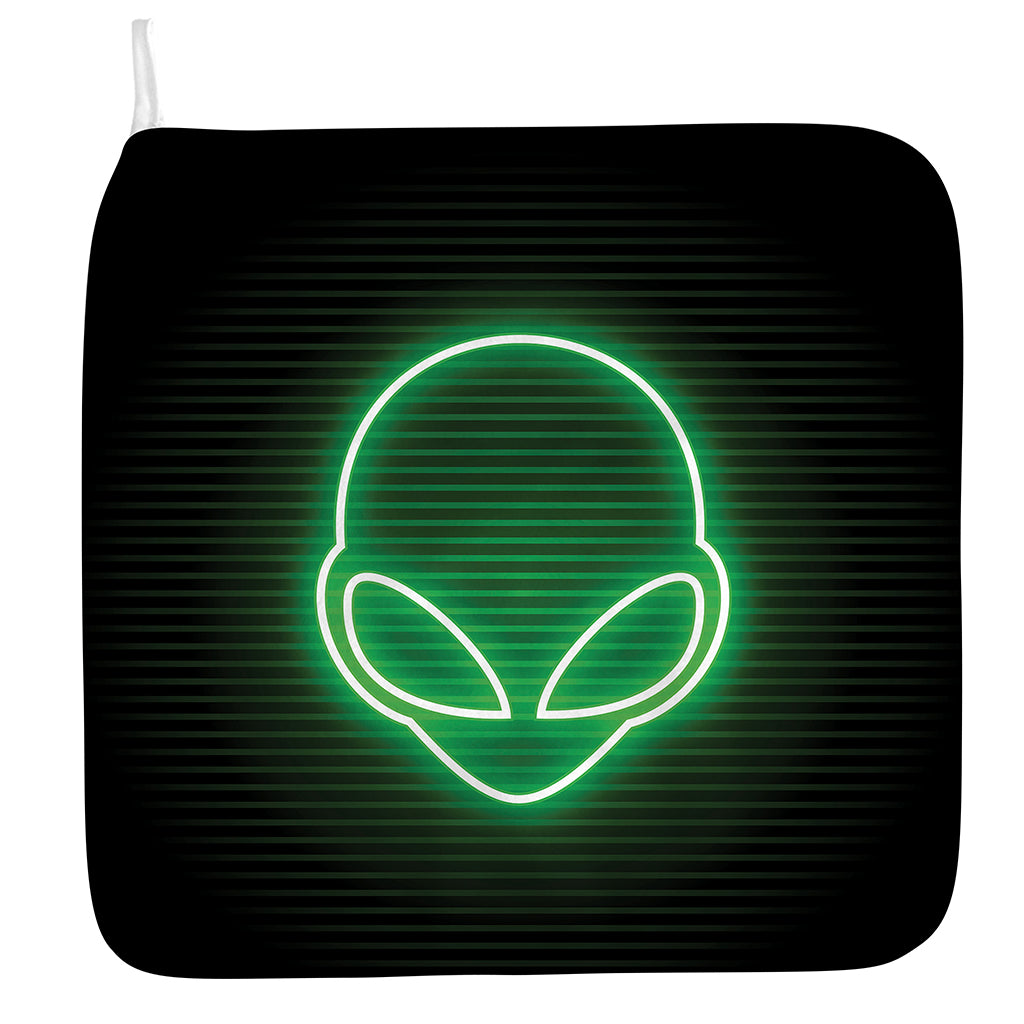 Green Light Alien Print Hand Towel