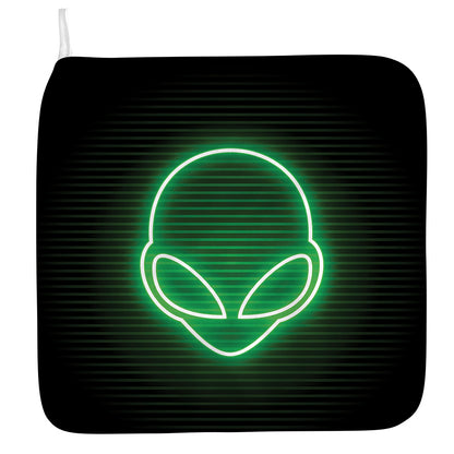 Green Light Alien Print Hand Towel