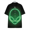Green Light Alien Print Hawaiian Shirt