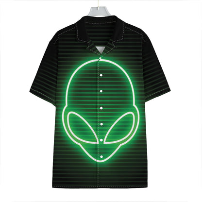 Green Light Alien Print Hawaiian Shirt