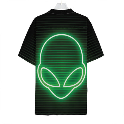 Green Light Alien Print Hawaiian Shirt