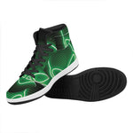 Green Light Alien Print High Top Leather Sneakers