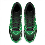 Green Light Alien Print High Top Leather Sneakers