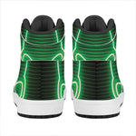 Green Light Alien Print High Top Leather Sneakers
