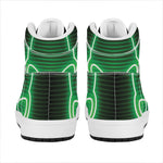 Green Light Alien Print High Top Leather Sneakers