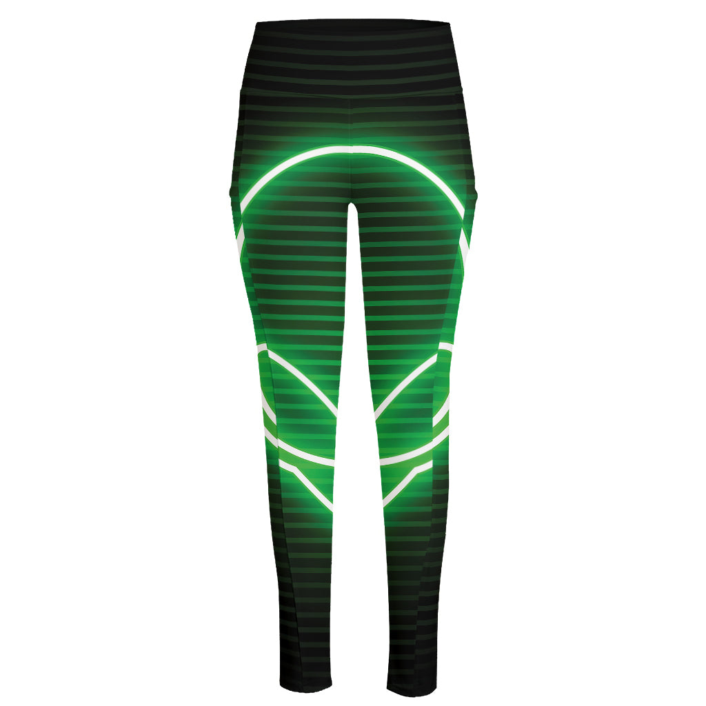 Green Light Alien Print High-Waisted Pocket Leggings